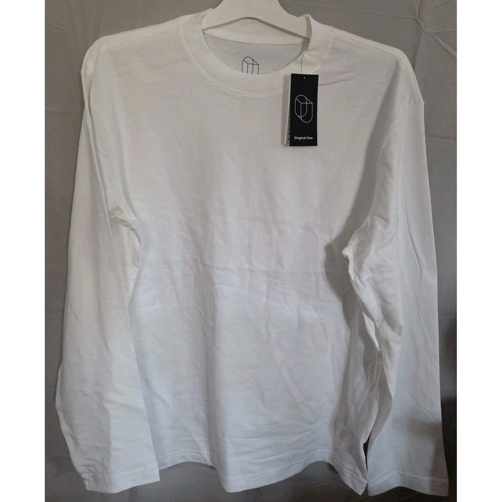 Mens M White Long Sleeve Shirt By Original Use -Heavy Weight - Relaxed Fit - NEW
